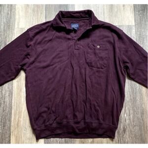 Rib Knit Burgundy Polo‎ Shirt XXL Dark Academia 90s Heritage Preppy Golf Tennis
